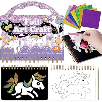 Foil Fun Craft Set for Children Unicorn Foil Art Scratch Painting Craft