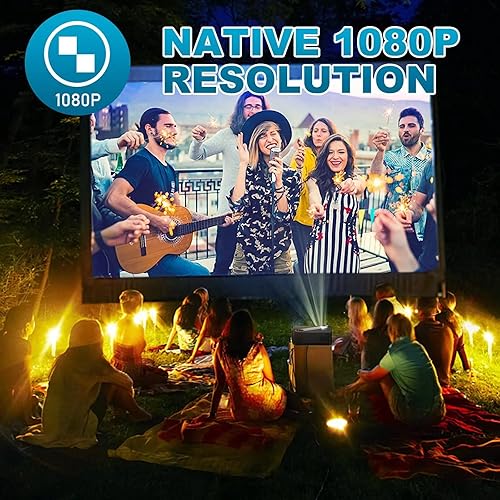 Miniatura 4 de JIMTAB Proyector de video WiFi nativo M22 1080P, pantalla de corto alcance 2.4G 5G, compatible con AV, USB, HDMI, TF compatible con Xbox, laptop,