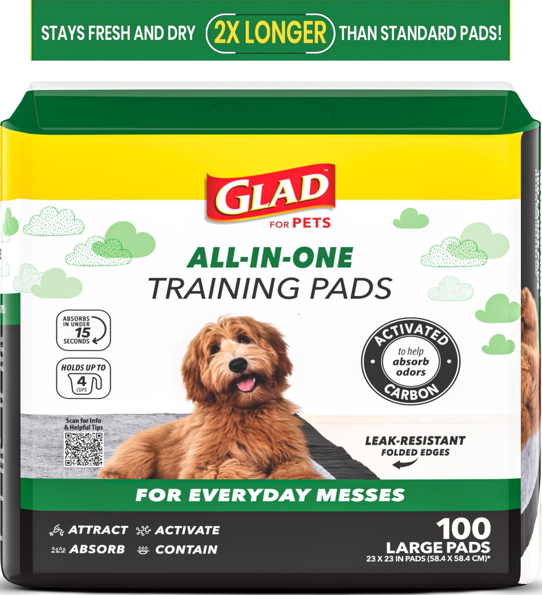 Glad for Pets Activated Carbon Disposable Dog Training Pads, 100 Count | Idea...