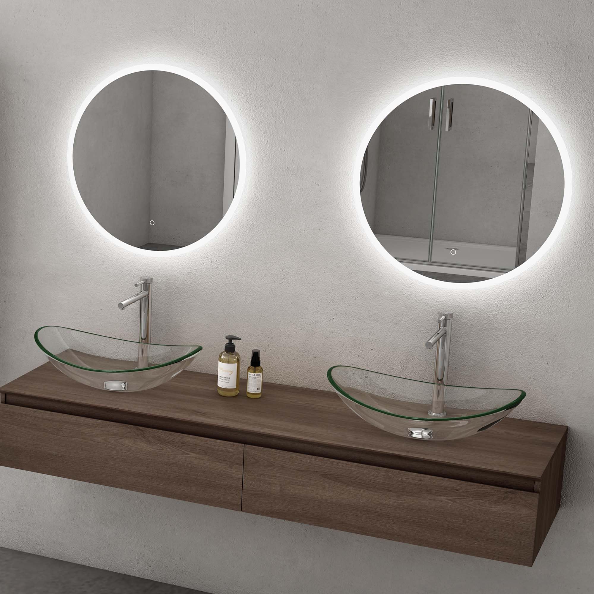 doporro Lavabo da Appoggio in Vetro Temperato Lavandino Bagno Ovale 53,5 x 35,5 x 16 cm Trasparente Lavello per WC Ospiti Design Moderno Minerva08