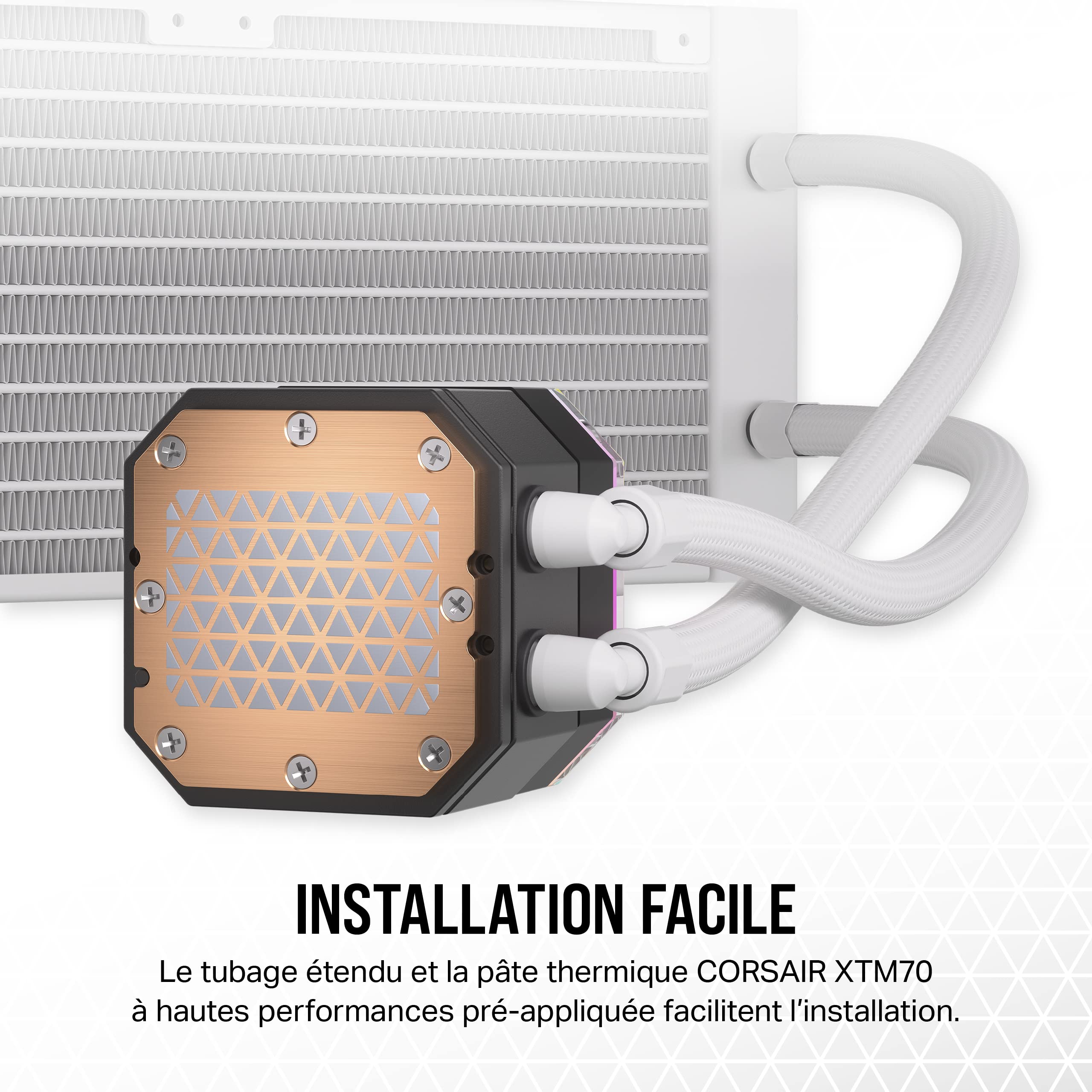 Corsair iCUE H100i ELITE CAPELLIX XT Refroidisseur de CPU Liquide - Deux Ventilateurs AF120 RGB ELITE - Radiateur 240mm - Intel® LGA 1700, 1200, 115X, 2066, AMD® AM5, AM4 - Blanc