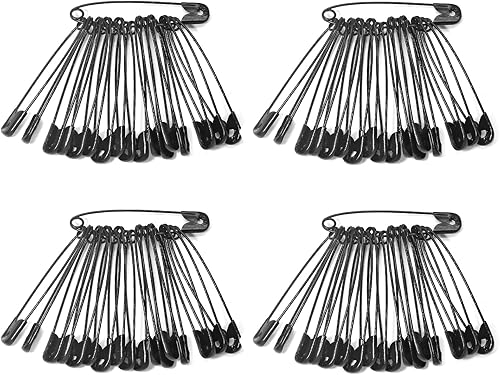 Miniatura 2 de 50 pines de acolchado resistentes de 2.1 pulgadas (2.126 in), pasadores de seguridad grandes tamaño 4, pasadores de costura de metal negro, grandes