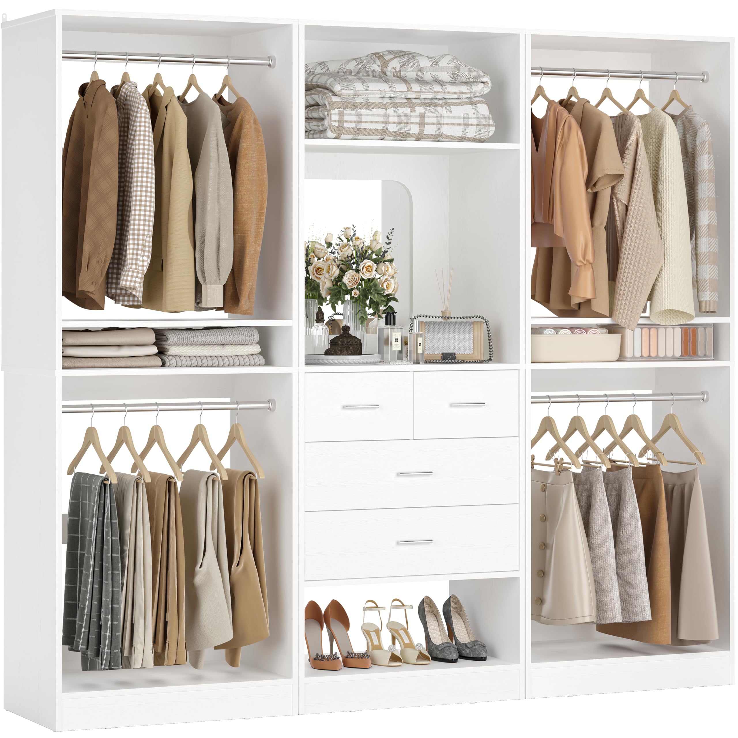 Amazon.com: Unikito 75 Inch Closet System with 4 Drawers, 6.3FT