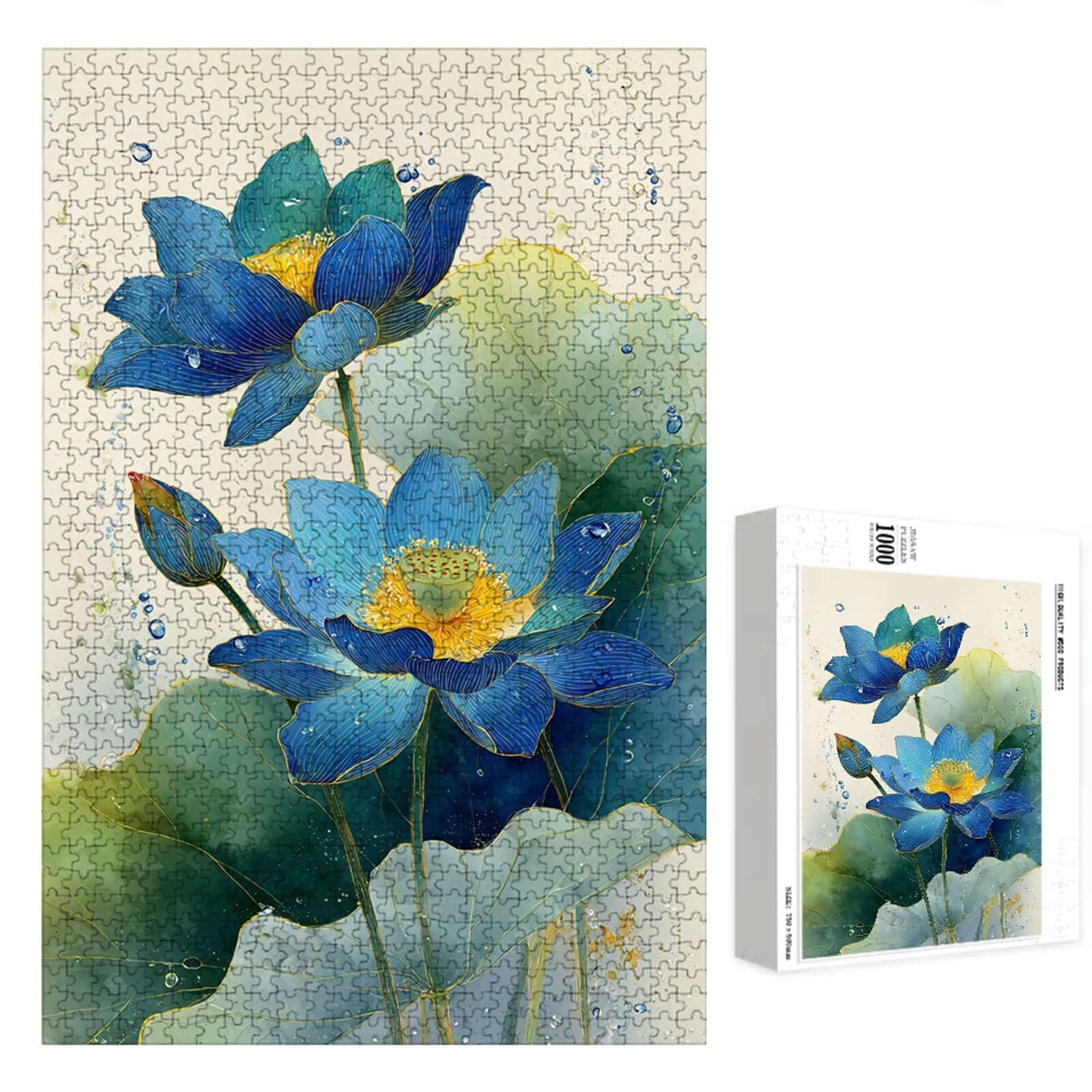 Puzzle 1500 Piezas Adultos Loto & Azul, Rompecabezas con Letras Traseras y Póster, Pasatiempo Antiestrés, Decoración de Pared, Regalo Decorar Mujer Hombre 87 x 57 cm (14 Años +) P3#988