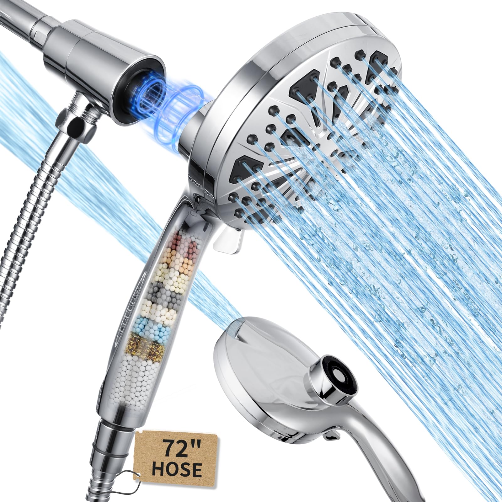 Photo 1 of ***FOR PARTS ONLY/ NON-FUNCTIONAL*** SIROWA High Pressure Magnetic Shower Head with handheld - Filtered, 10 Spray Modes, 5" Large Face, Power Wash for Bathroom Cleaning, Handheld Showerhead with Extra Long 72" Hose [2026 Upgraded]