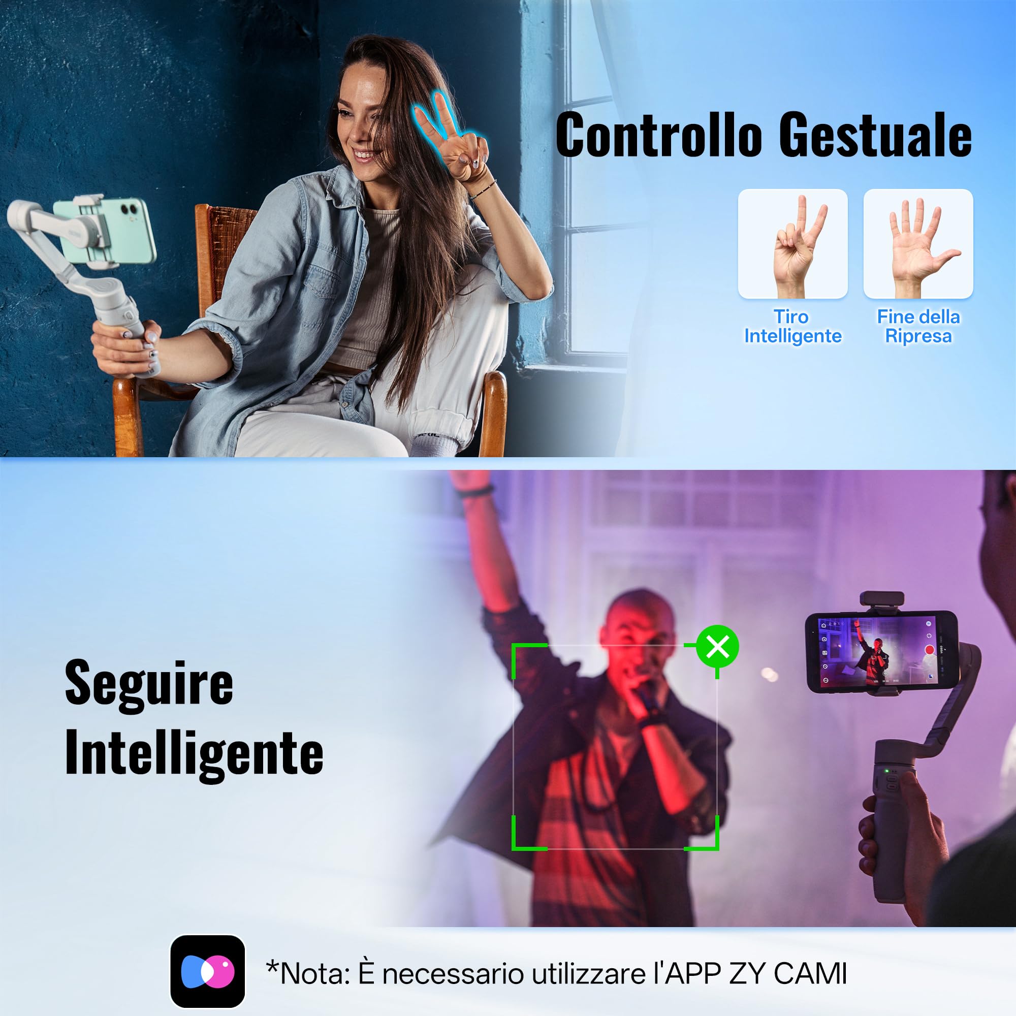 ZHIYUN Smooth Q4 Combo [Ufficiale] Stabilizzatore Per Smartphone, Stabilizzatore A 3 Assi, Gimbal Per Android/Iphone Con Manico Telescopico Integrato, Luce di Riempimento Magnetica per Vlogging