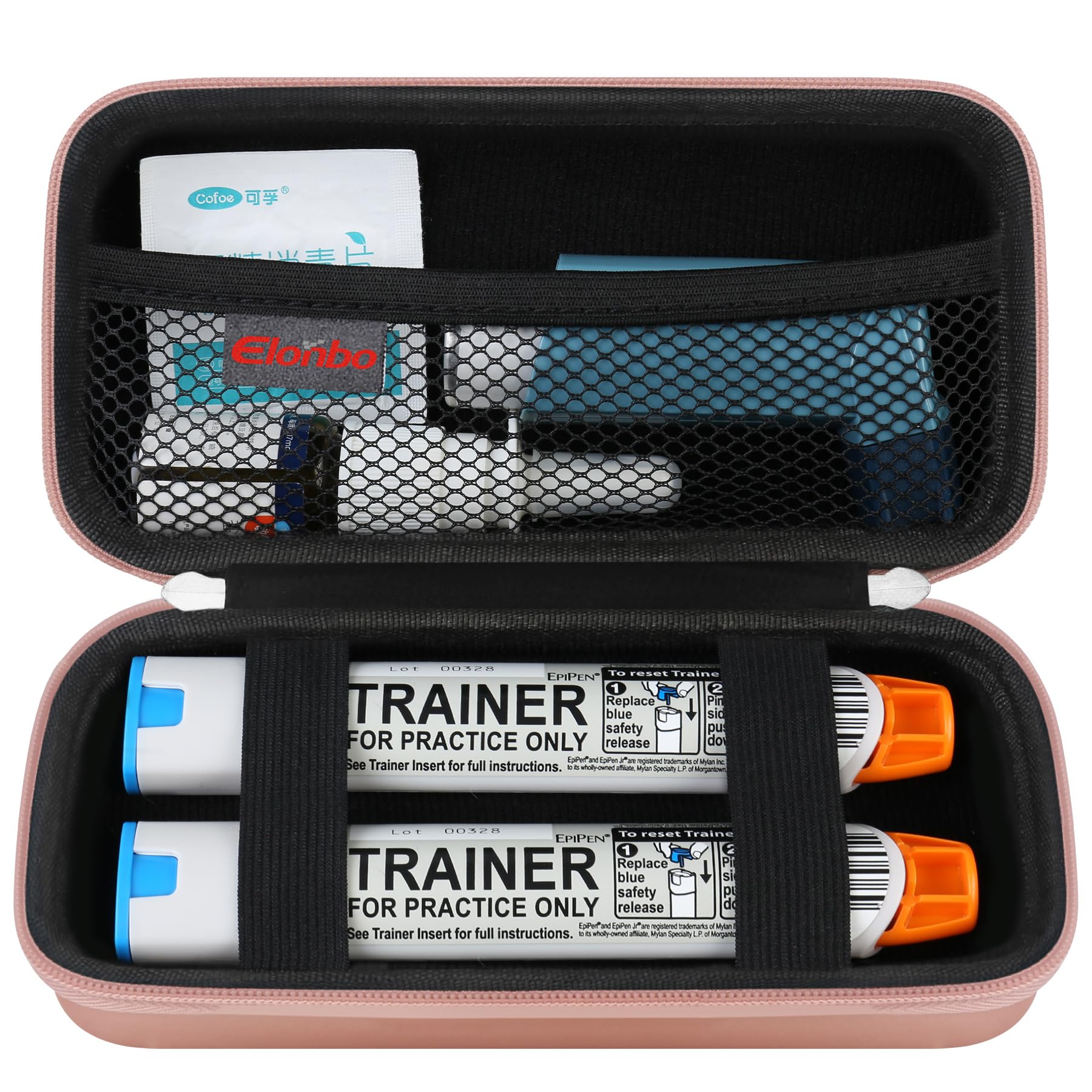 Elonbo Maleta epipen, 2 Paquetes de medicamentos de Viaje EPI pens o auvi q, inhaladores para asma, Aerosoles nasales, medicamentos alérgicos, Productos para la Diabetes, Oro Rosa (Solo para Cajas!)