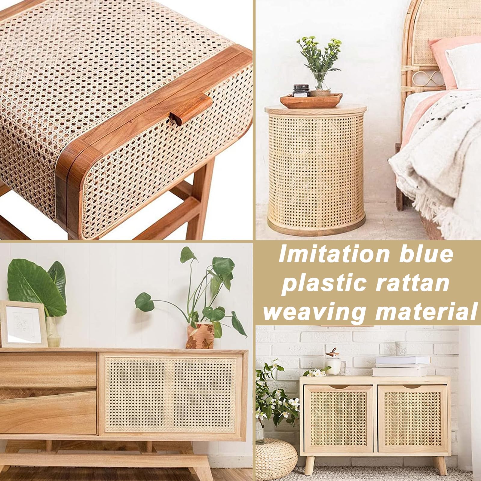 Rotolo Di Rattan Naturale 40x100 Cm - Per Riparare Sedie, Mobili, Decorazioni - Foto 5