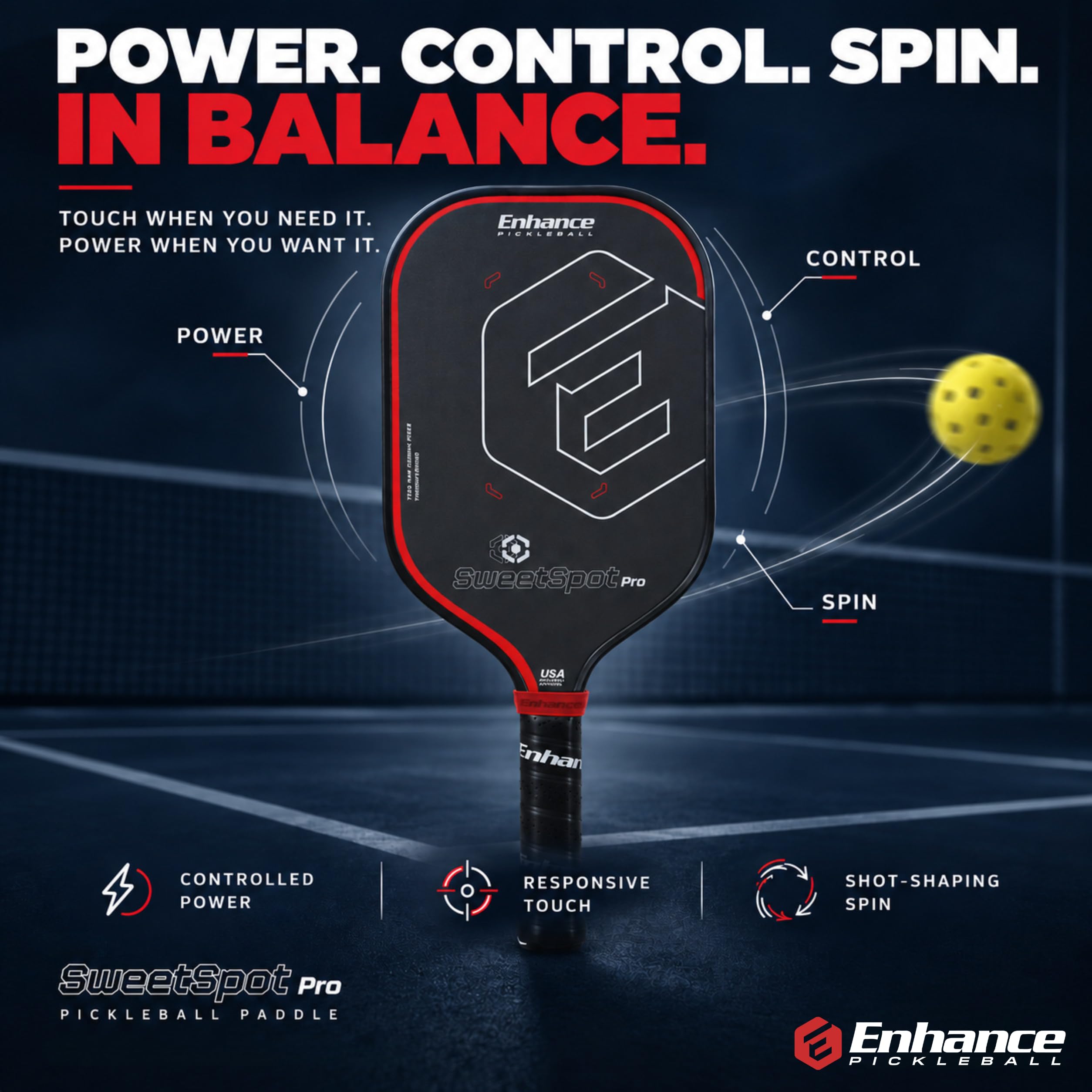 Amazon.com: Enhance Pickleball SweetSpot Pro Paddle – Carbon Fiber