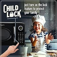 Vista 4 de Nostalgia Retro - Horno de microondas de 1000W, capacidad de 1.1 pies cúbicos – Bloqueo de seguridad para niños, 8 configuraciones de cocción Negro