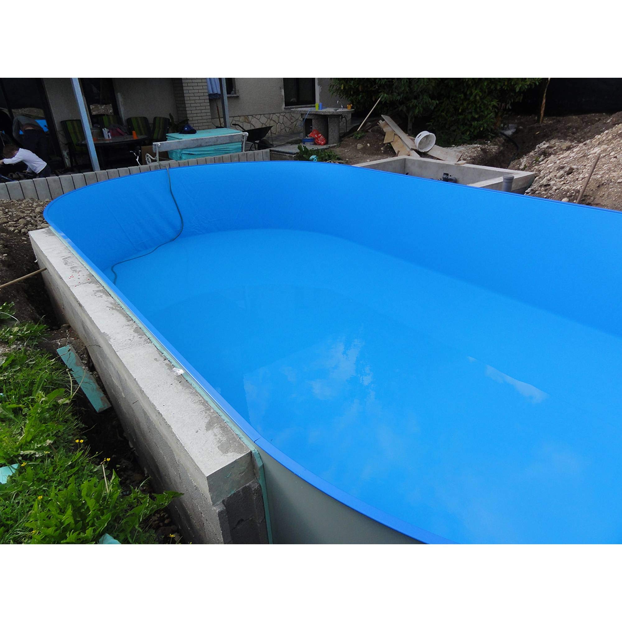 Planet Pool Stahlwandpool oval Exklusiv 700x350x120 cm, Stahl 0,6 mm weiß, Folie 0,6 mm blau, Einhängebiese