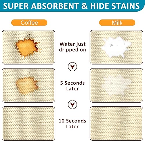 Miniatura 2 de Tapete de café, 16 x 32 pulgadas, tapete grande para cafetera para encimera, absorbente y oculta, tapete de barra de café, base de goma