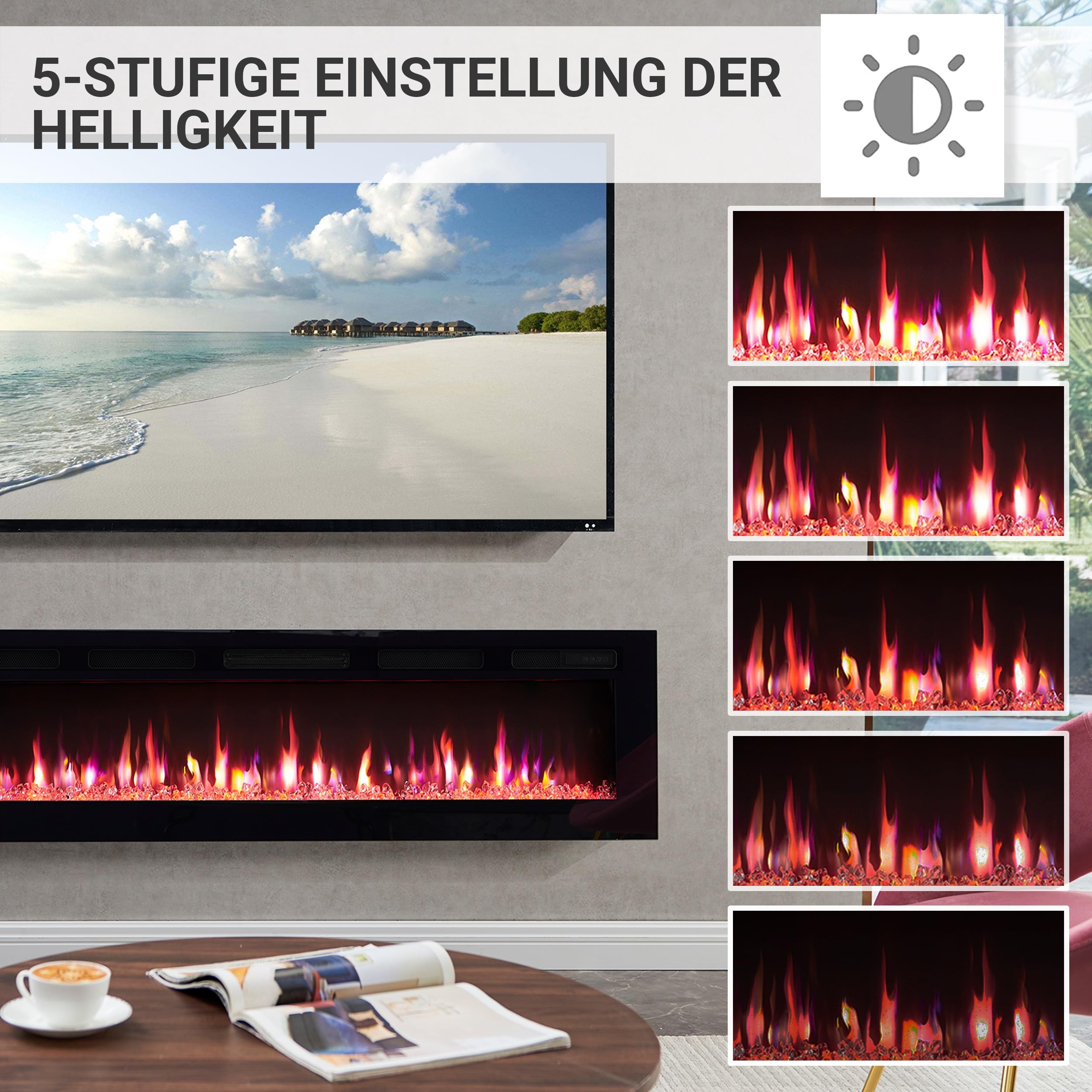 BALDERIA Elektrokamin Leif 60'' Schwarz