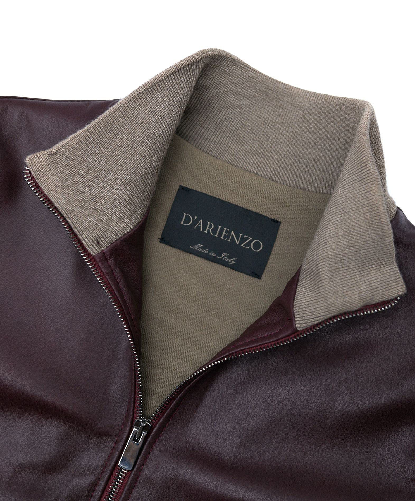 D'Arienzo Bomber in Pelle Scamosciata Blu Donna Giacca Bicolor Giubbotto Moto Vera Pelle Made in Italy G155