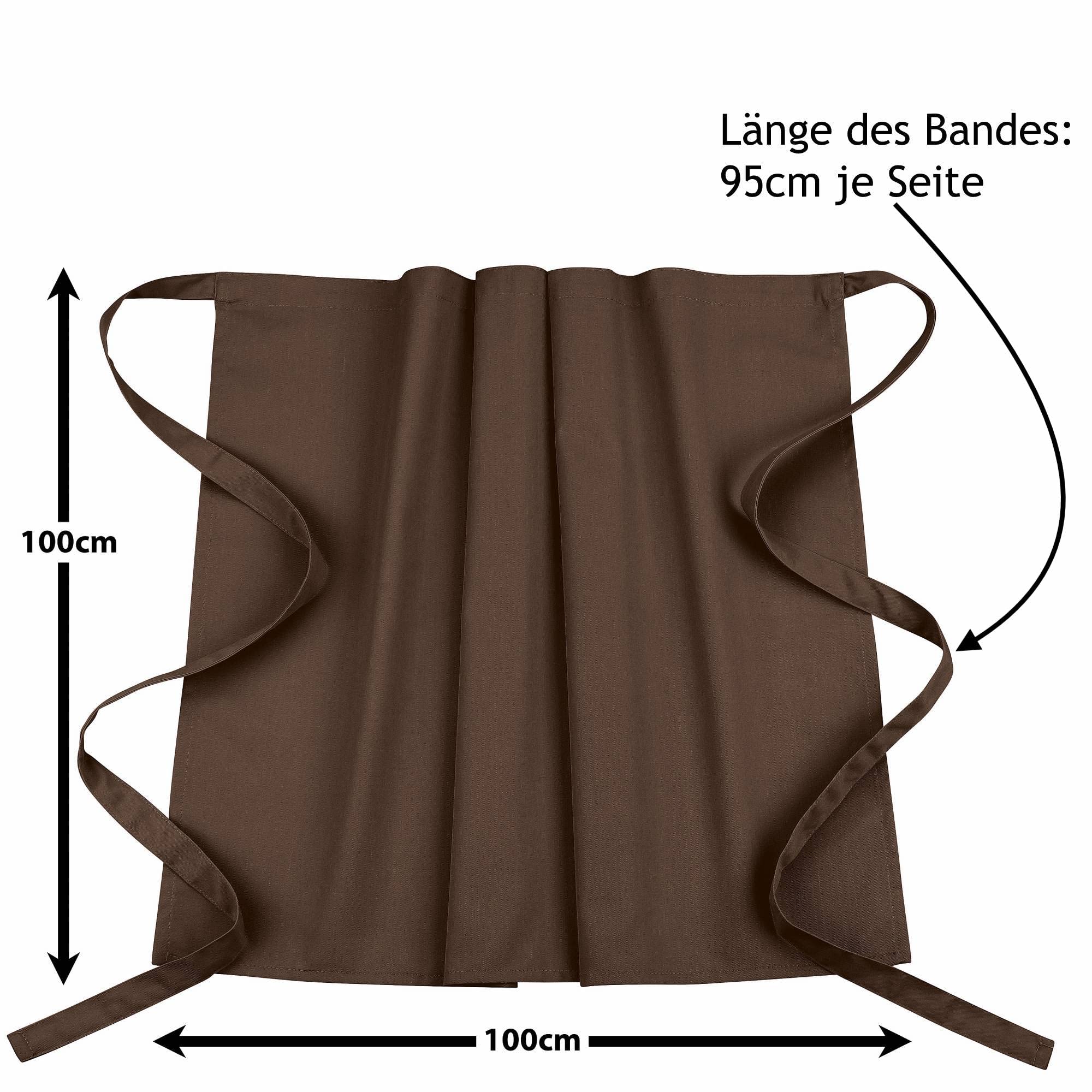 DESERMO - Juego de 5 Delantales de 100 cm x 100 cm (Largo x Ancho), Delantal Profesional Mujer y Hombre, Mezcla innovadora de algodón y poliéster, Color marrón