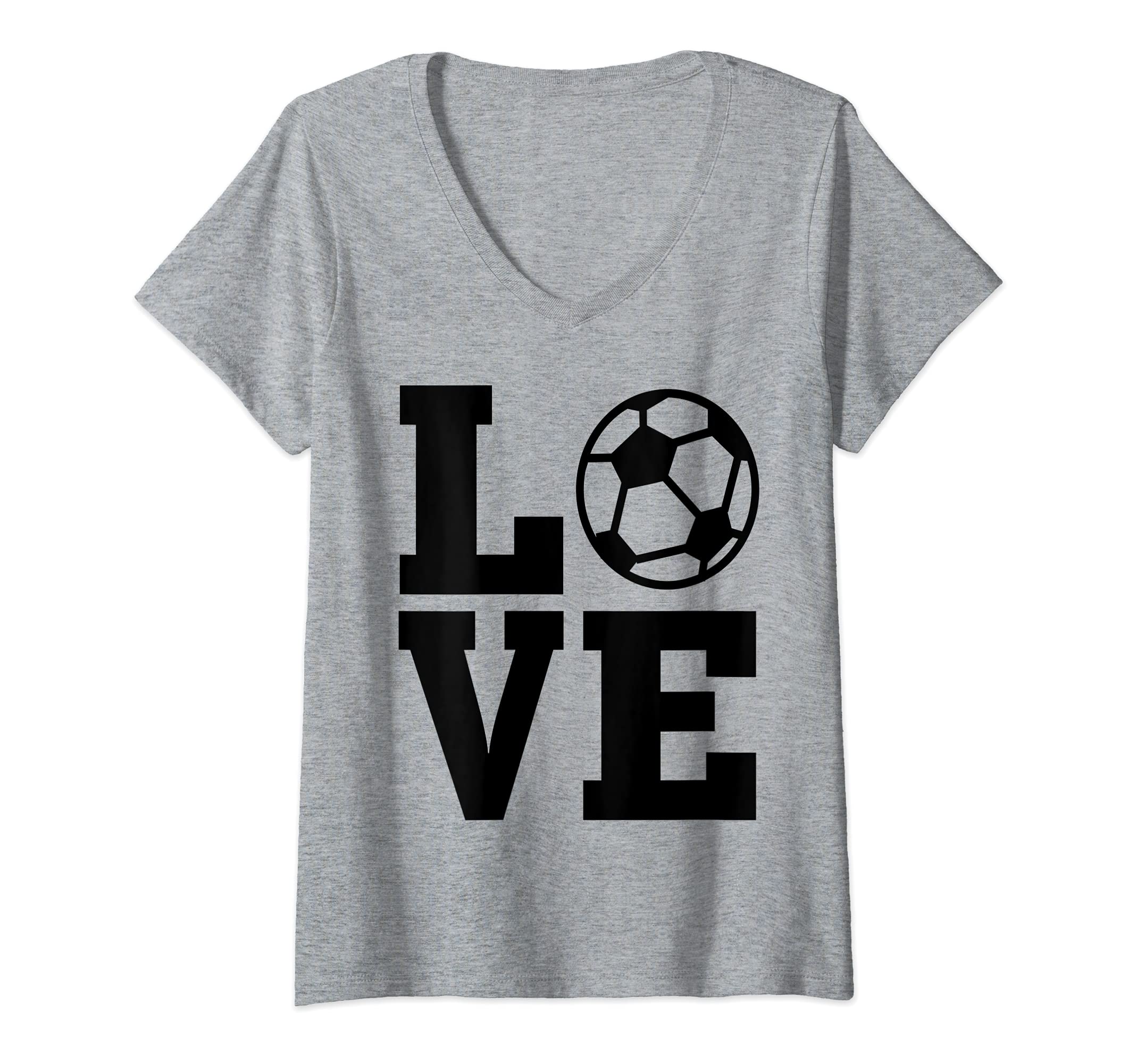 Womens I Love Soccer Ball Coach Soccer Graphic Ideas V-Neck T-Shirt, Grey
