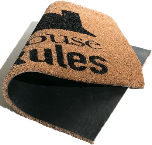 Miniatura 4 de Tapete con respaldo de PVC, diseño My House My Rules, 18 x 30 pulgadas
