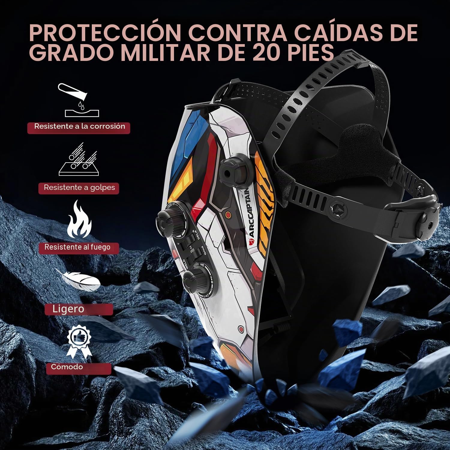 Casco de Soldador ARCCAPTAIN, bonete de Soldador de oscurecimiento automático 1/1/1/1 Claridad óptica Superior
