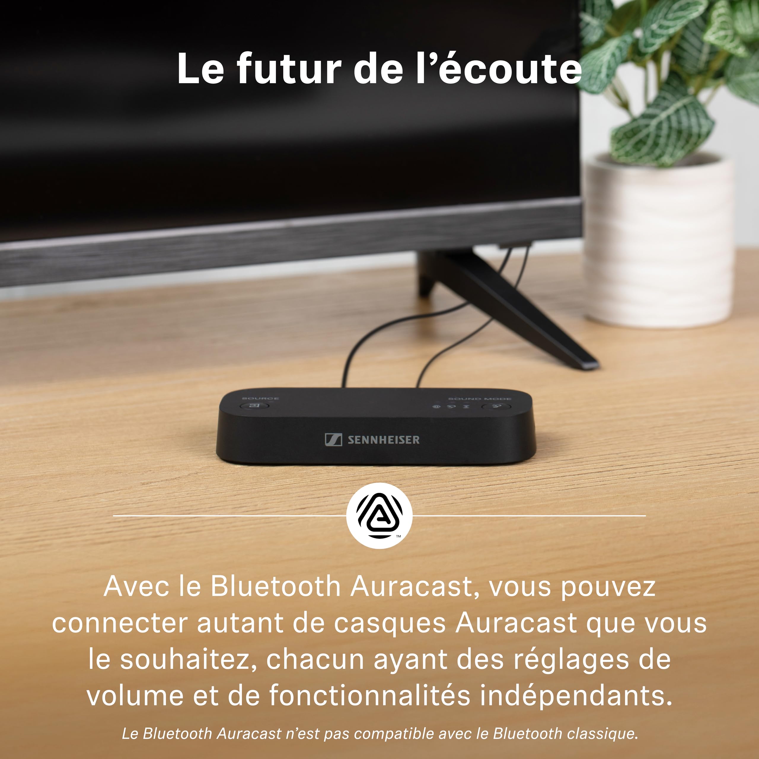 Sennheiser RS 255 Casque TV - Ensemble Casque et émetteur Bluetooth - Casque sans Fil à Faible Latence avec Son Surround virtuel, clarté de la Parole et Technologie Auracast - Batterie 50 h