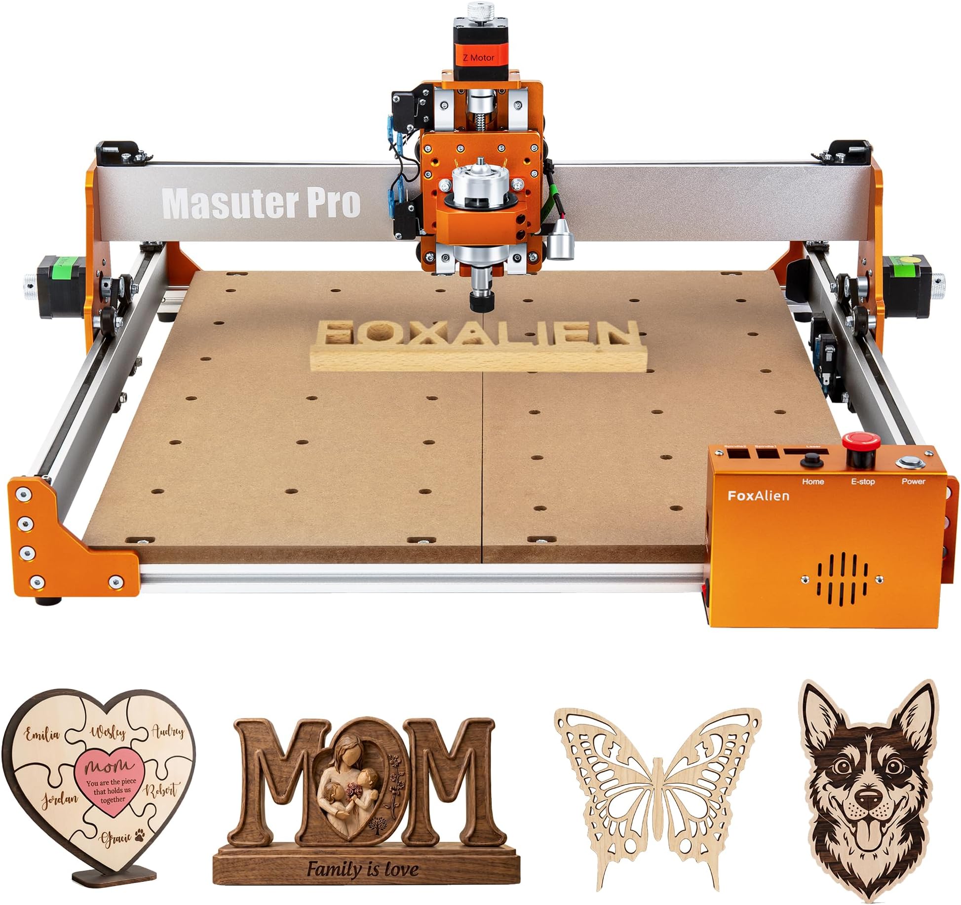 FoxAlien Masuter Pro CNC Router Machine, Upgraded 3-Axis Engraving All-Metal Milling Machine for Wood Acrylic MDF Nylon Carving Cutting