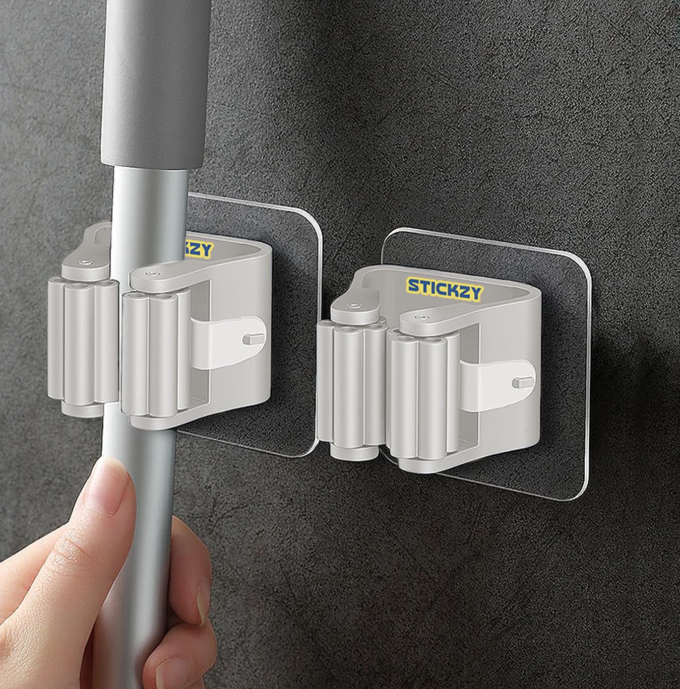 Stickzy 3Pc Broom Mop Holder Wall Mounted with Magic Sticker No Drilling Rack Organizer for Home, Bathroom, Laundry Room, Garden Garage - (EZ-003) Ivory (B0CHBG1SZ1) Amazon Price History, Amazon Price Tracker