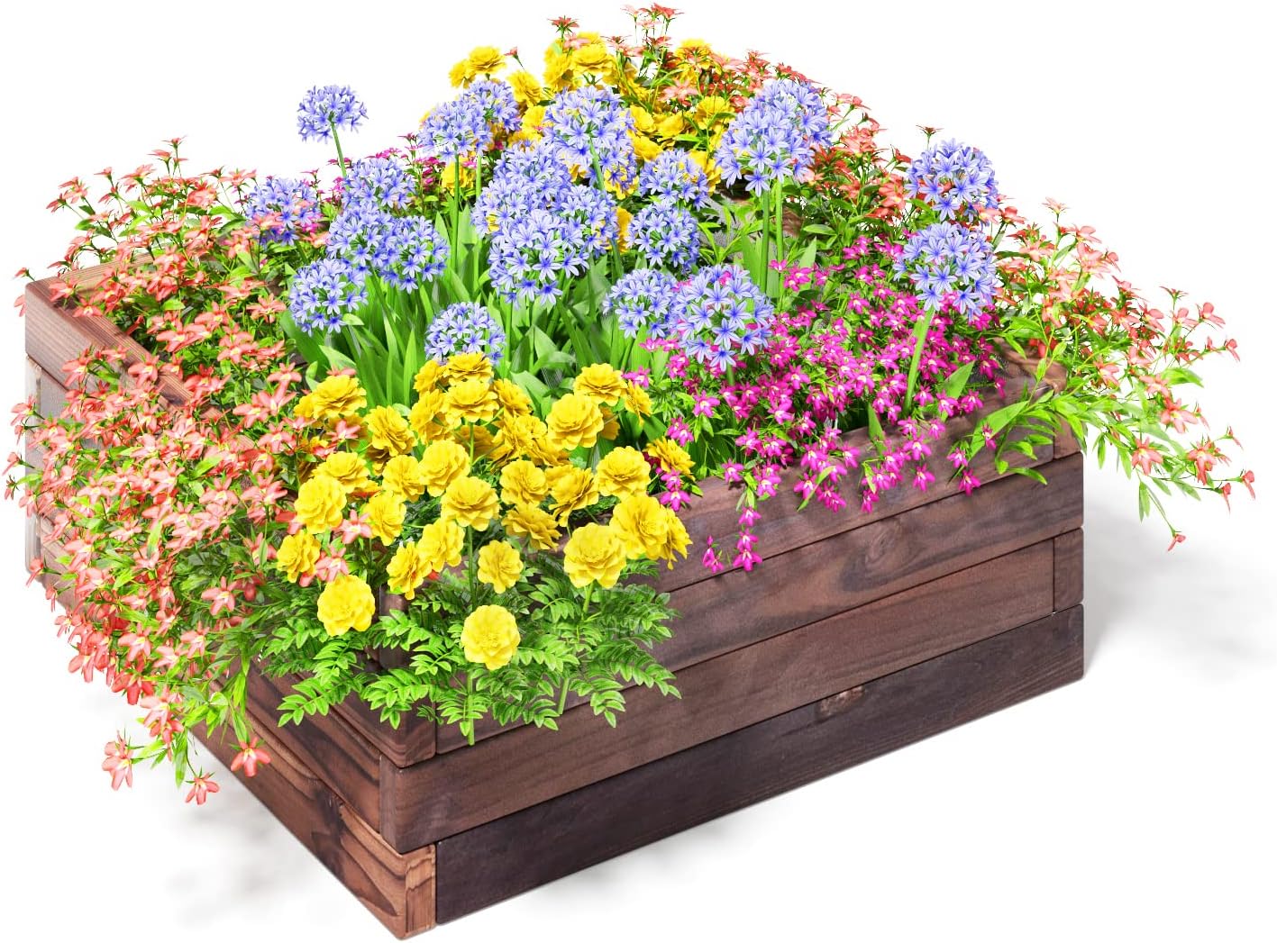 S AFSTAR Raised Garden Bed, Wood Rustic Brown Planter Box for Garden Patio Lawn, Square Planting Bed, Above Ground Garden Flower Beds for Plants Herbs Vegetables, 24''L x 24''W x 10''H (Brown)