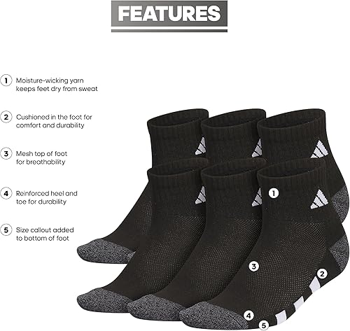 Miniatura 2 de adidas Calcetines tobilleros unisex para niños y niñas (paquete de 6) atléticos, acolchados y cómodos
