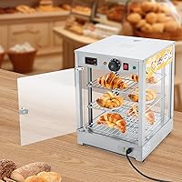 Vista 2 de 3-Tier Pizza Warmer, Electric Commercial Food Warmer with Lighting Removable Shelves Counter Top Warmer for Food Warming Cabinet for Bakery Coffee