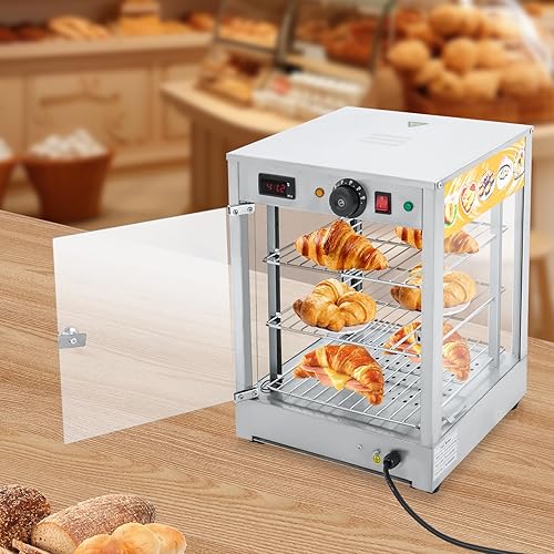 Miniatura 2 de 3-Tier Pizza Warmer, Electric Commercial Food Warmer with Lighting Removable Shelves Counter Top Warmer for Food Warming Cabinet for Bakery Coffee