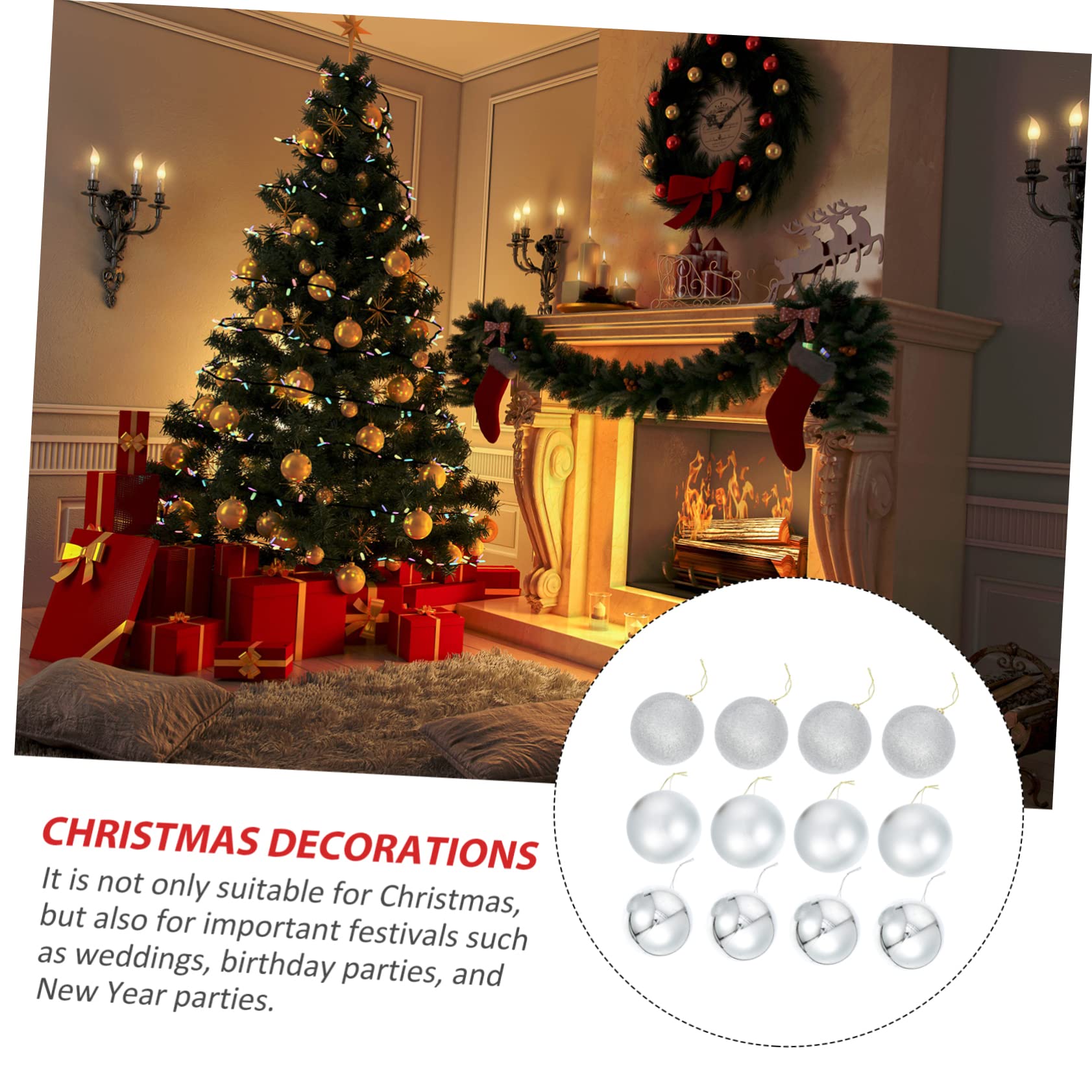 TOPBATHY 24 Piezas Bolas Navideñas Colgantes para Interiores y Exteriores Bolas de Navidad Colgantes