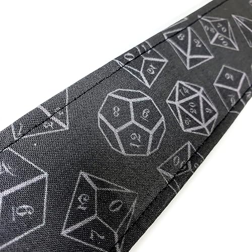 Miniatura 2 de Polyhedral Die Role Playing Game Guitar Strap, Geeky, Genuine Leather Ends, Includes 2 Strap Locks & 1 Pick. Adjustable Strap, Pick Pocket, For