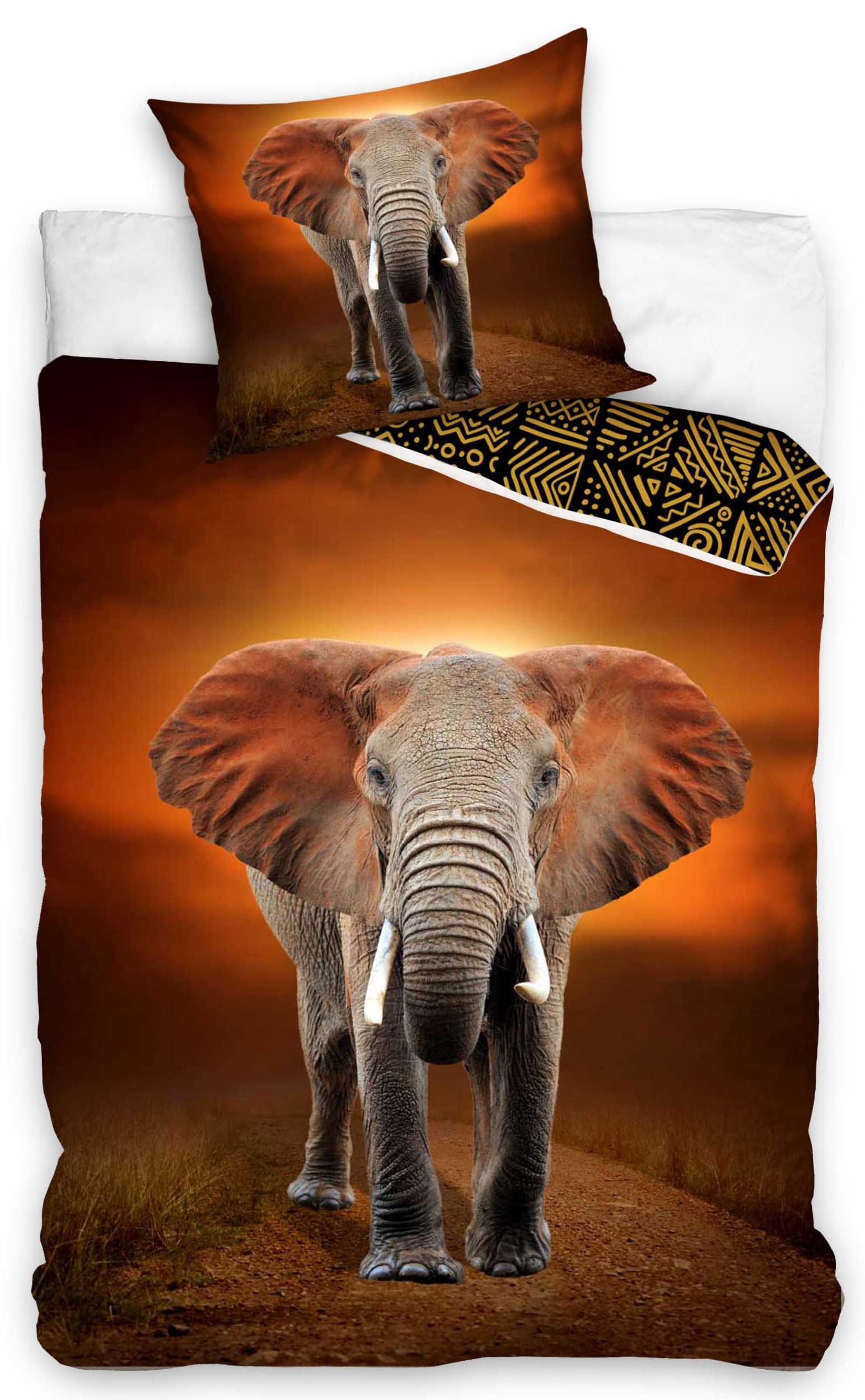 Housse de couette éléphant 140x200 pour une ambiance savane et déco nature