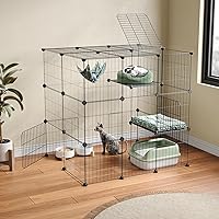Oneluck 3-Tier Cat Cage Indoor Catio: DIY Detachable Metal Playpen for 1 Cat, 35.4" Extra Large Exercise Enclosure