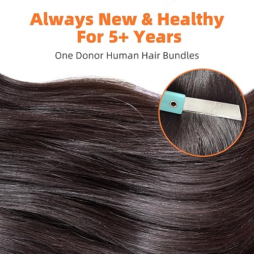 Miniatura 3 de Last 5+ Years Real Raw Straight Human Hair 2 paquetes de 12 14 pulgadas sin procesar un donante corto cabello humano virgen crudo paquetes tejido