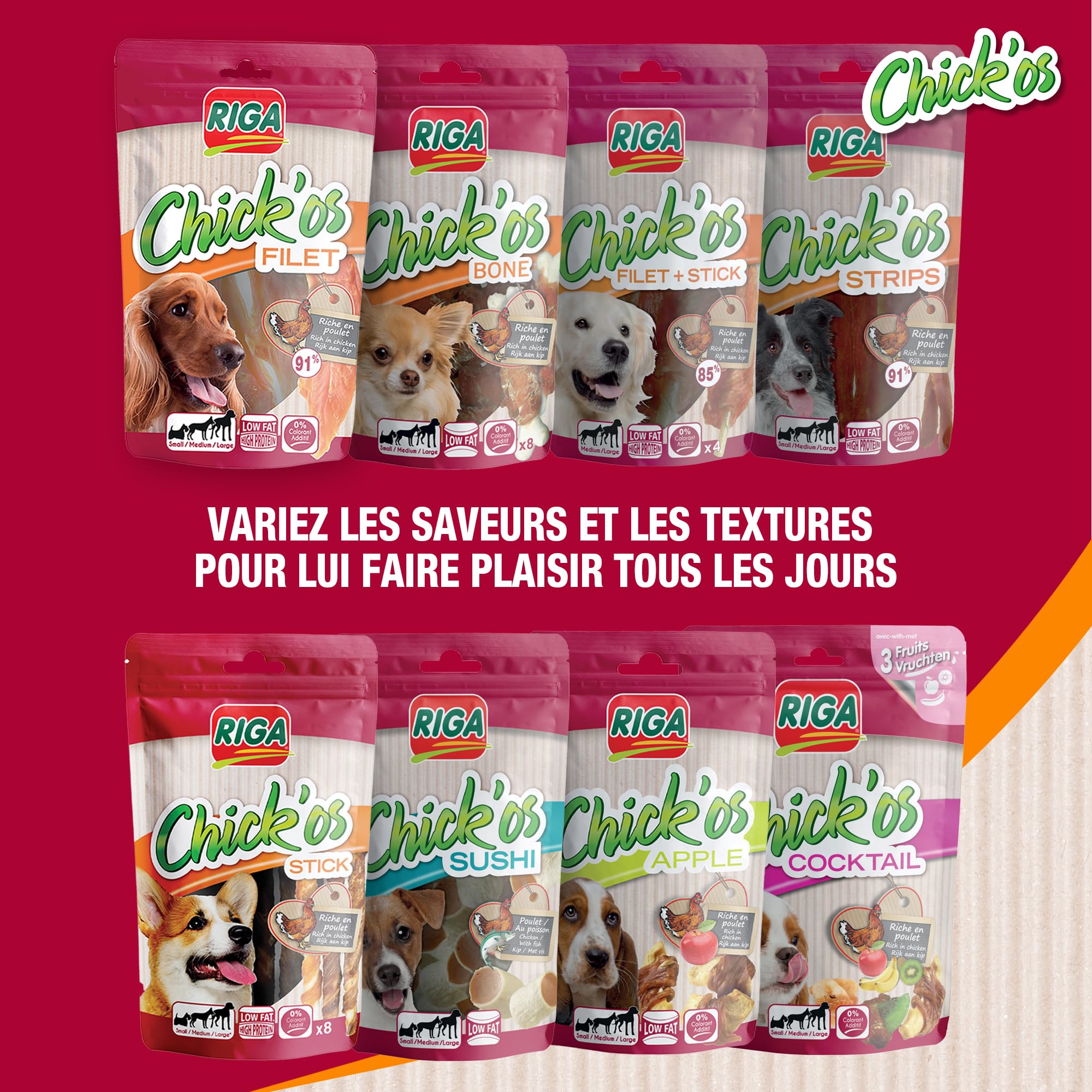 RIGA - Jappy Filet de Poulet + Mini Stick - Friandise Chien - Riche En Poulet - Riche En Protéines & Collagène - Faible En Matière Grasse - Sans Colorant Ni Peau De Boeuf - 65 g
