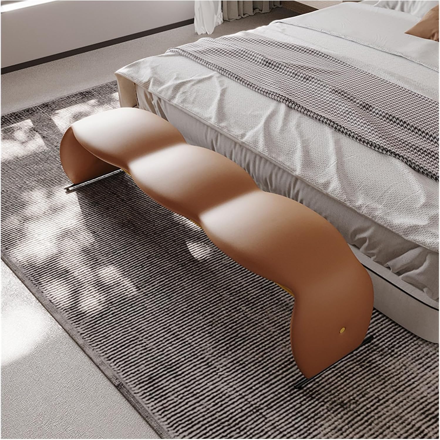 Modern Leathers Bedroom Bench, End Bed, Ottoman Shoe, Footrest Stool, for, Living Room, of, Hallway Entryway(Black,195 * 36 * 46cm)
