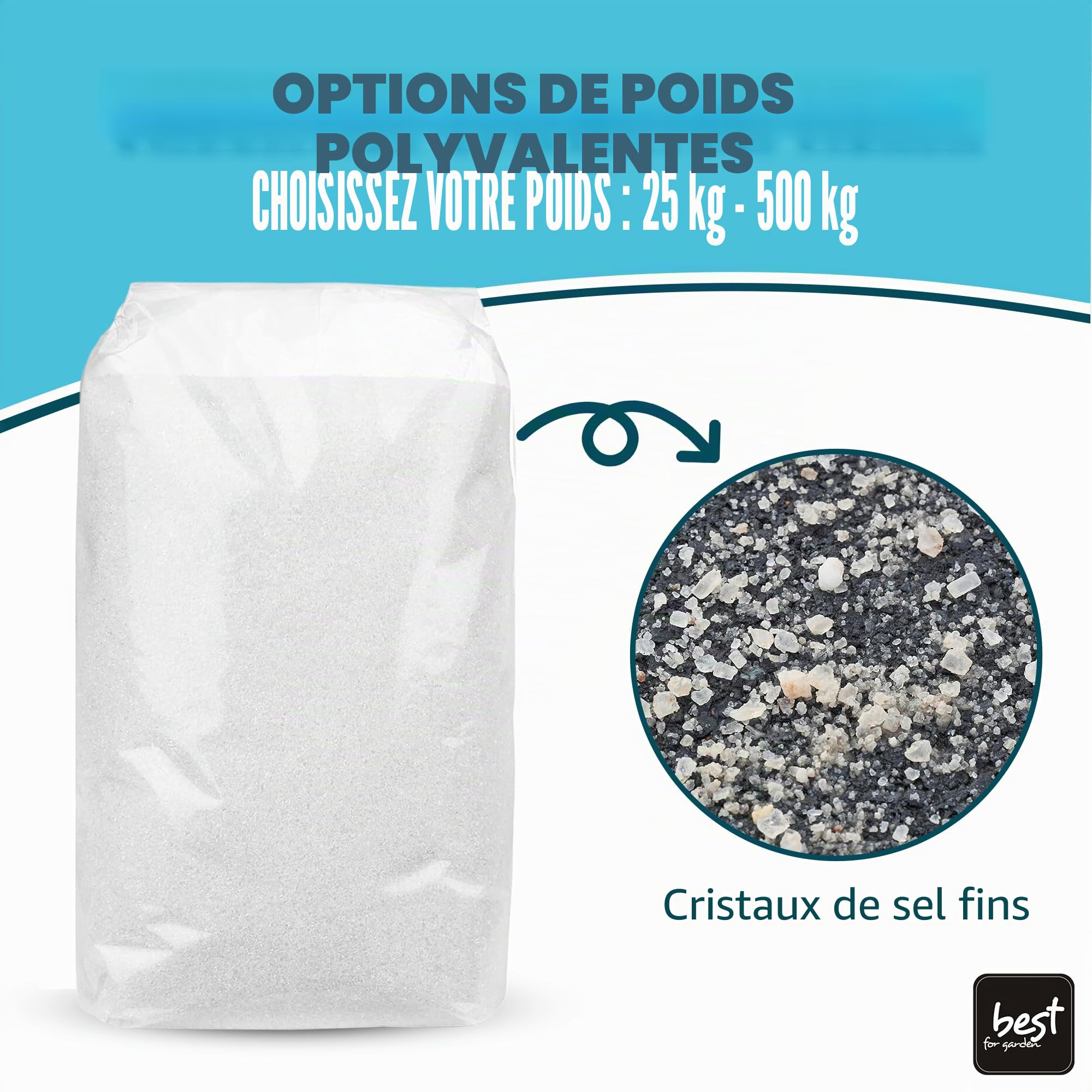 Sel de voirie 25 kg | sel de déneigement élégant et unique | sel pour verglas | sel pour neige et glace | sac de 25 kg efficace | rapide et attractif pour un hiver sûr