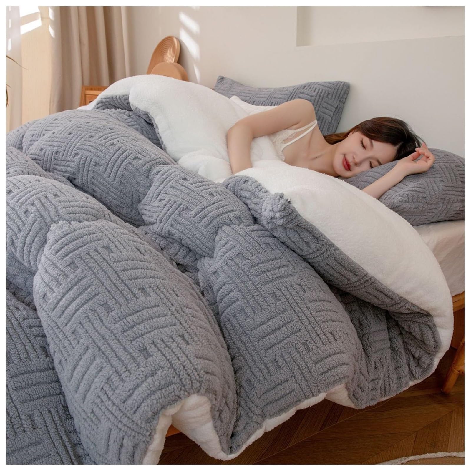 LLiuvcc Super Warm Lamb Quilt Winter Blanket, Double-Sided Velvet Warm Quilt,Thickened Warm Plush Comforter Solid Color Down Duvet(Color1,200x230cm(5KG))