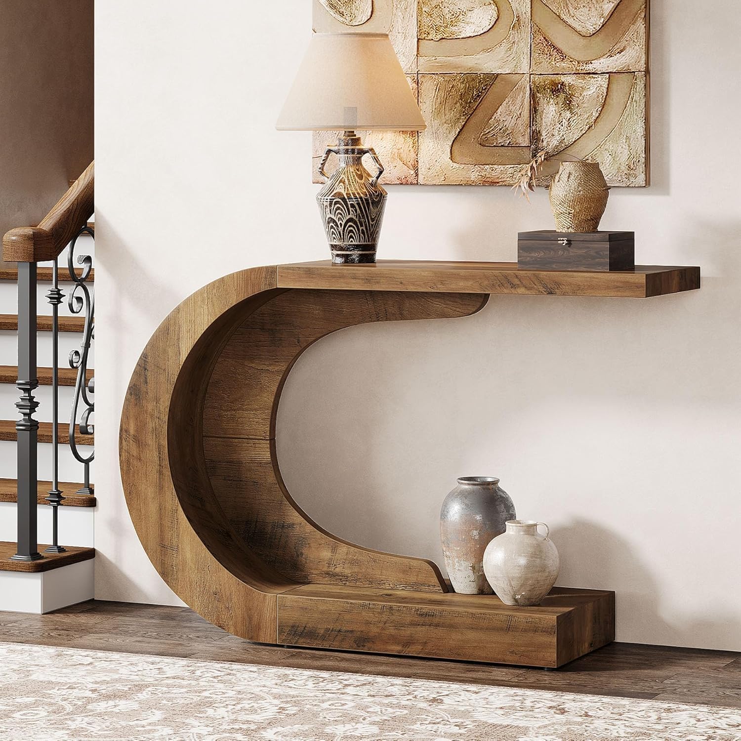 Tribesigns Mesa Consola, Muebles Entrada Recibidor Rústico, 110 x 35 x 75 cm, Consola Recibidor, Mueble Recibidor para Entrada, Estíbulo, Marrón