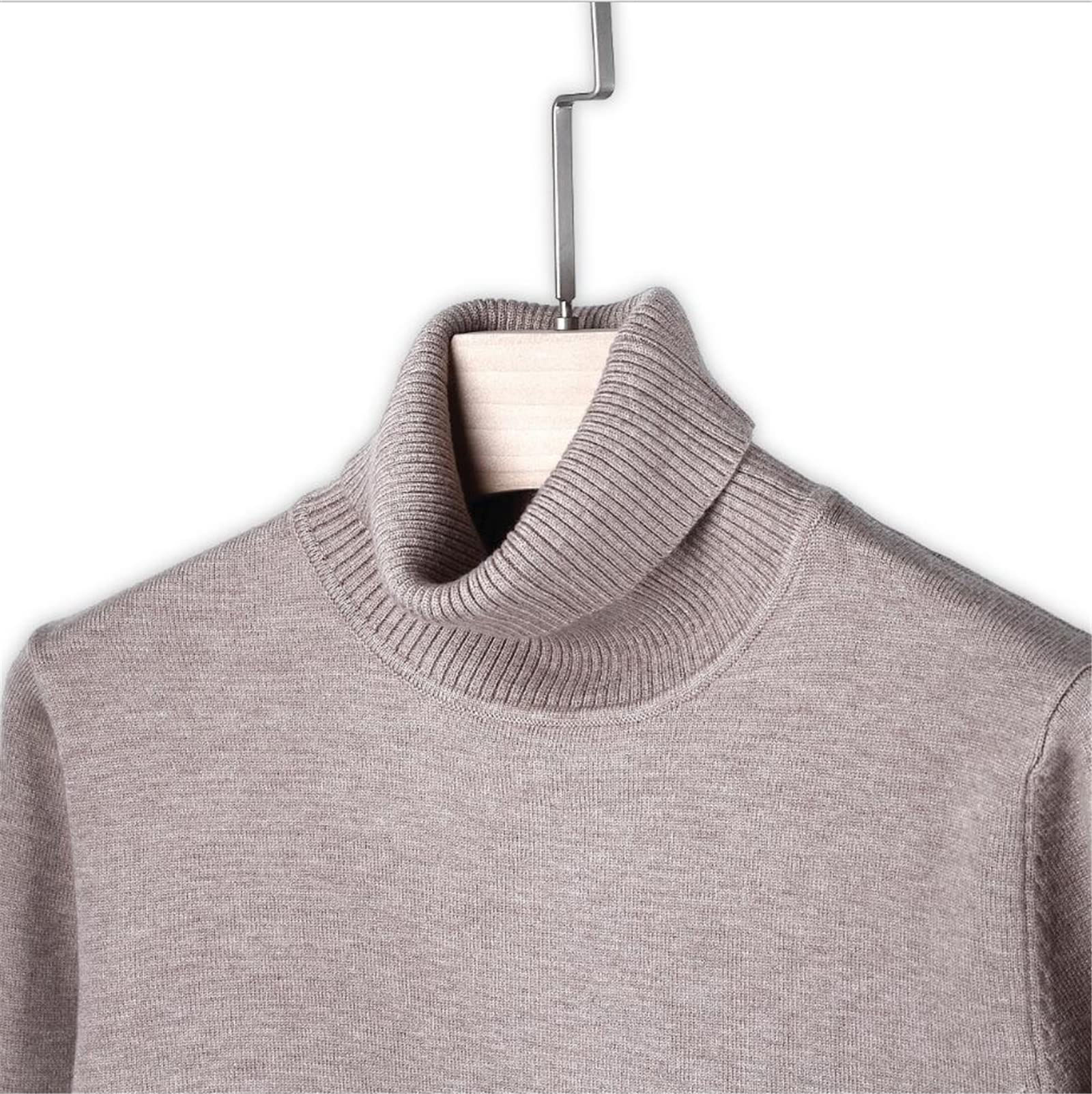 Vogrtcc Maglione Dolcevita da uomo Moda Casual Slim Fit Tinta unita Calore Pullover Maschio, cachi, XL