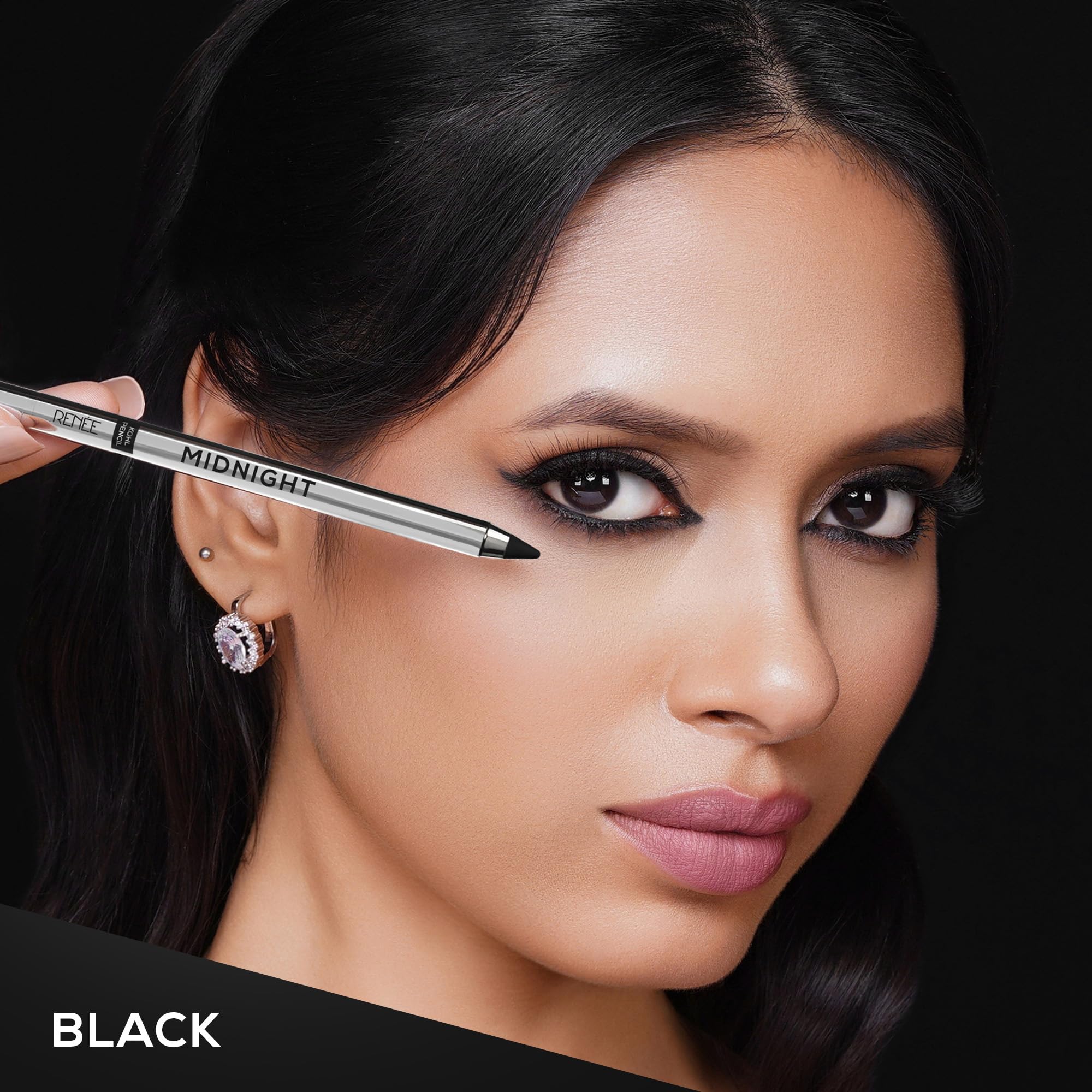 RENEE Midnight Combo | Kajal + Eyeliner + Mascara | Long Lasting | Smudge-Proof | Easy to Use Makeup Kit Set | Highly Pigment | Darkest Black | Vitamin E Infused | Travel-Friendly | Ideal for Gifting | Wedding 4