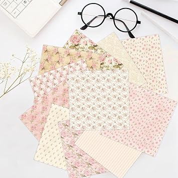 Jodsen 24 Sheets Floral Scrapbook, Paper Scrapbooking Supplies, Assorted Scrapbook Paper for Crafters Scrapbookers DIY Enthusiasts Card Makers Artists Journalers Teachers Students Kids (Flowers F)