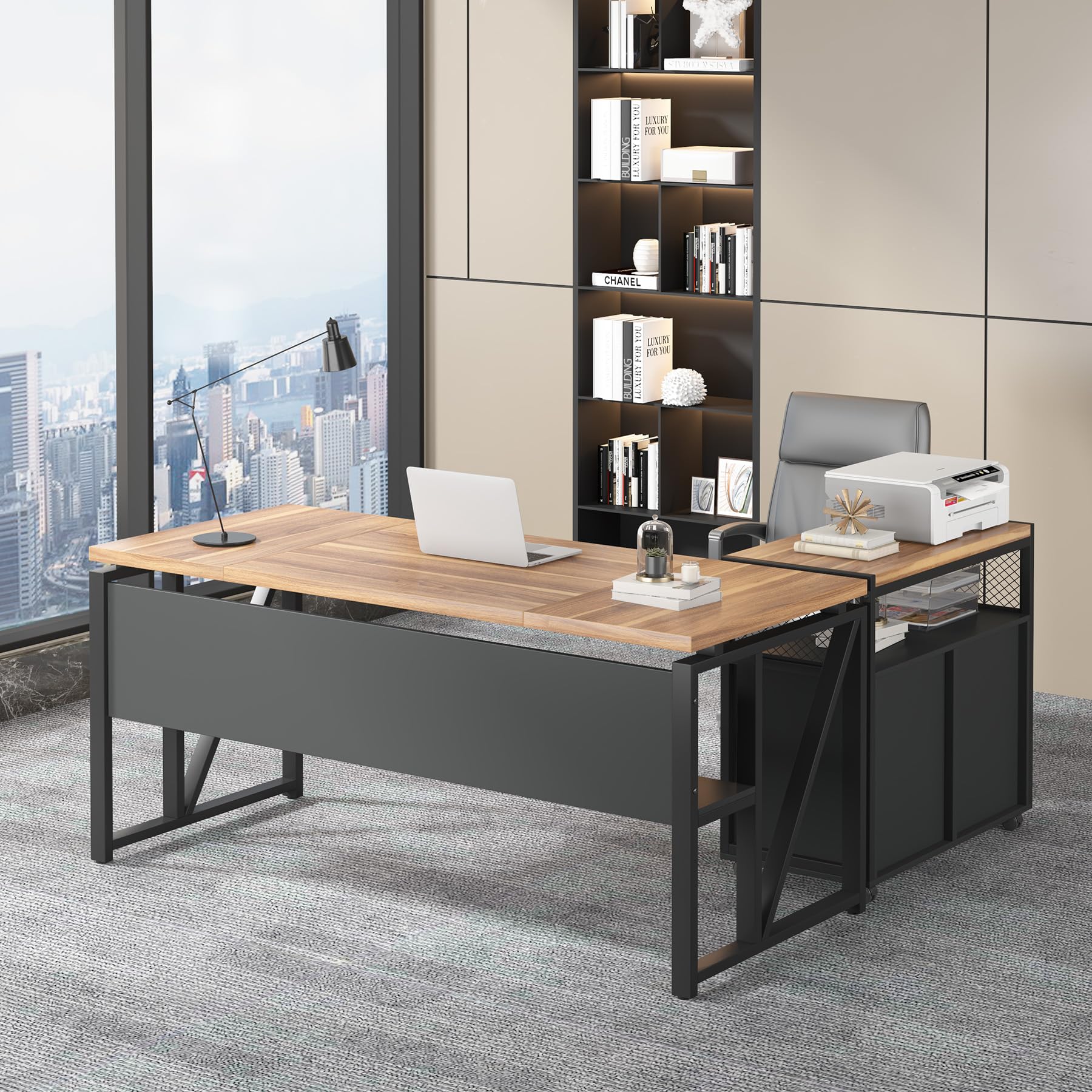 Photo 1 of Tribesigns 63" L-Shaped Executive Desk with File Cabinet