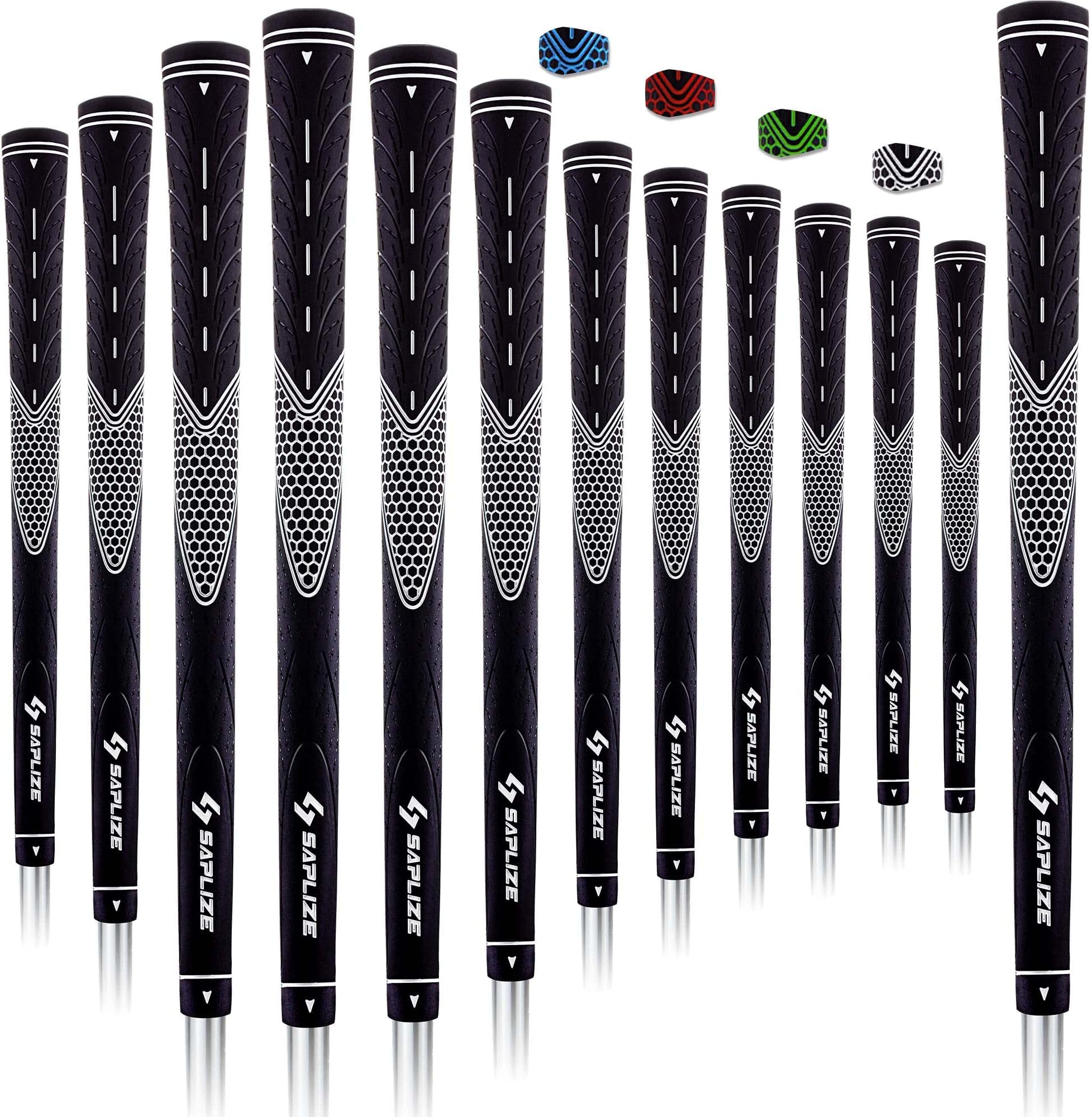 SAPLIZE CC01 Rubber Golf Grips, 13 Grips, 4 Colors Available, Standard/Midsize/Oversize Anti-Slip Rubber Golf Club Grips