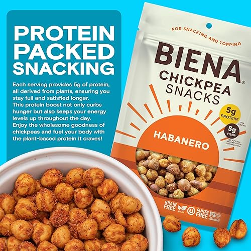 Miniatura 10 de BIENA Paquete variado de aperitivos de garbanzo, sin gluten, sin lácteos, vegetariano, proteína a base de plantas, 5 onzas (paquete de 6) (el