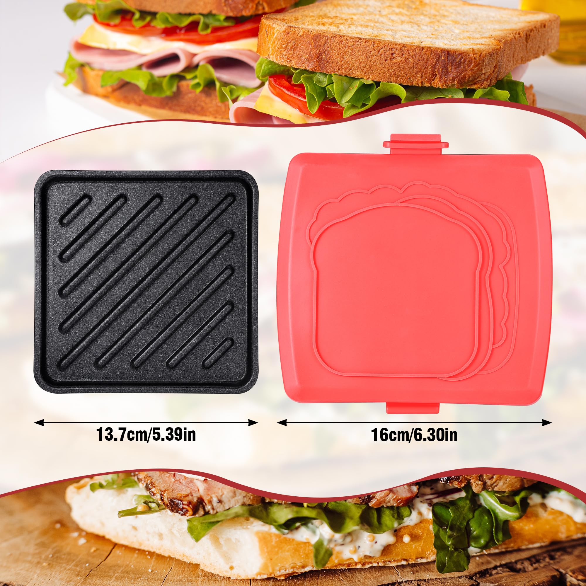 Tostapane per Microonde, Tostapane Micro con Piastre in Alluminio Rimovibili e Guscio in Silicone, Tostapane per Sandwich da Microonde 16x16cm per Toast, Panini, Bacon