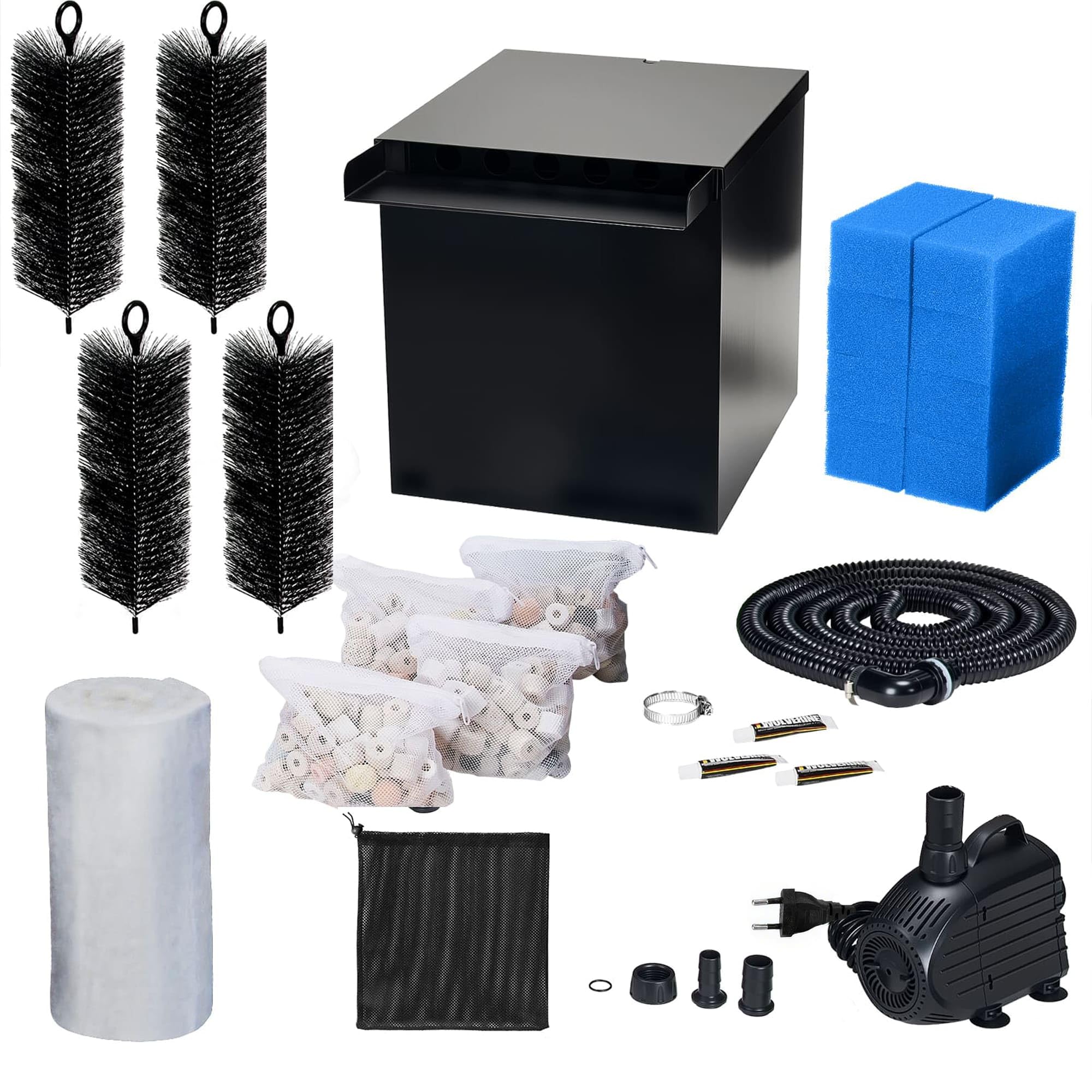 Biling Set Completo per Stagno, Acciaio Inossidabile Cascata con Filtro per laghetto, con Pompa per laghetto da 80 W, 4500 l/h, cascate, ruscelli da Giardino, Gioco d'Acqua