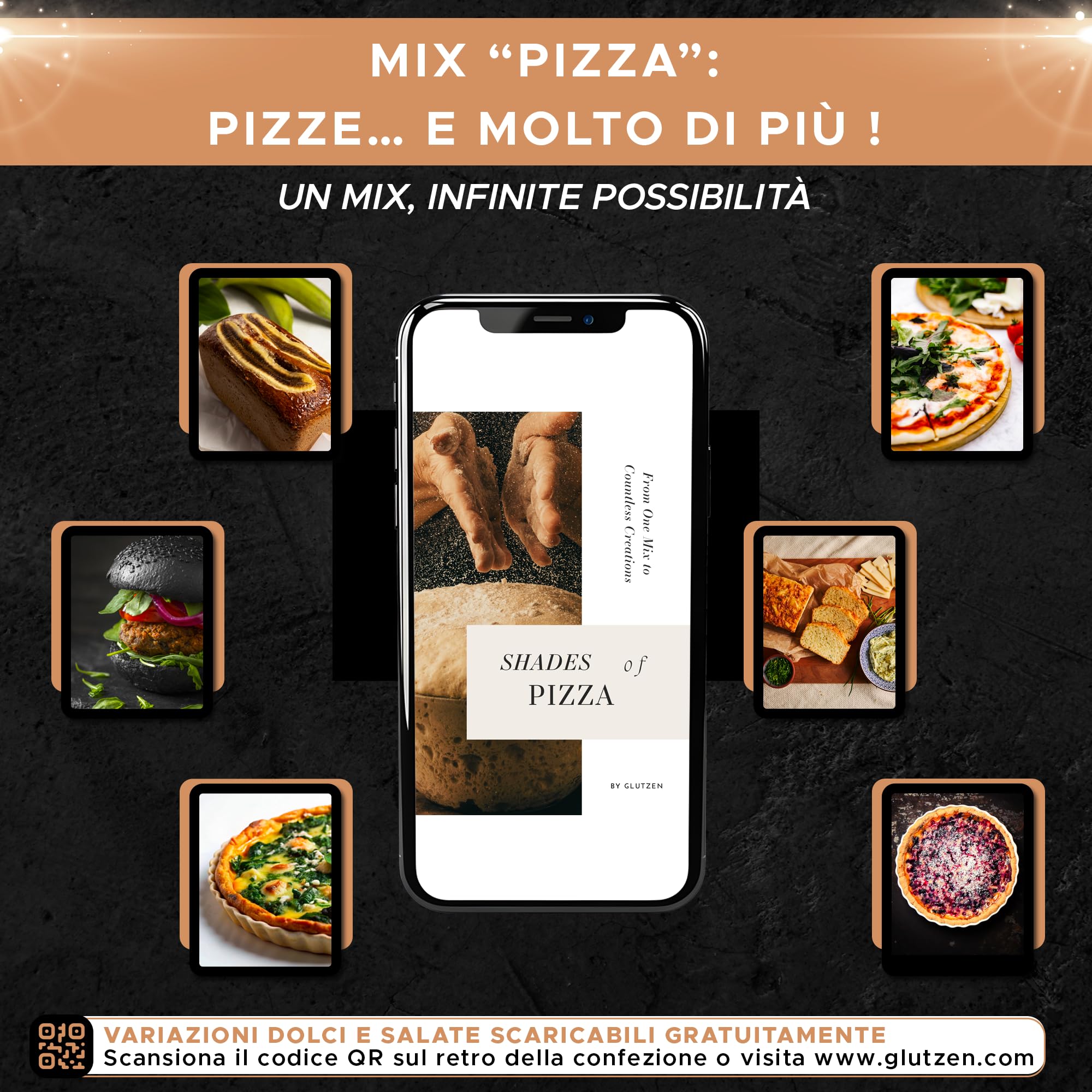 Pizza Senza Glutine Bio GLUTZEN. Mix Impasto Sottile e Croccante. Base Pizza Senza Impasto. Lievito incluso. Miscela di Farine Senza Glutine, Celiaco, Senza Allergeni, Vegan, FODMAP.