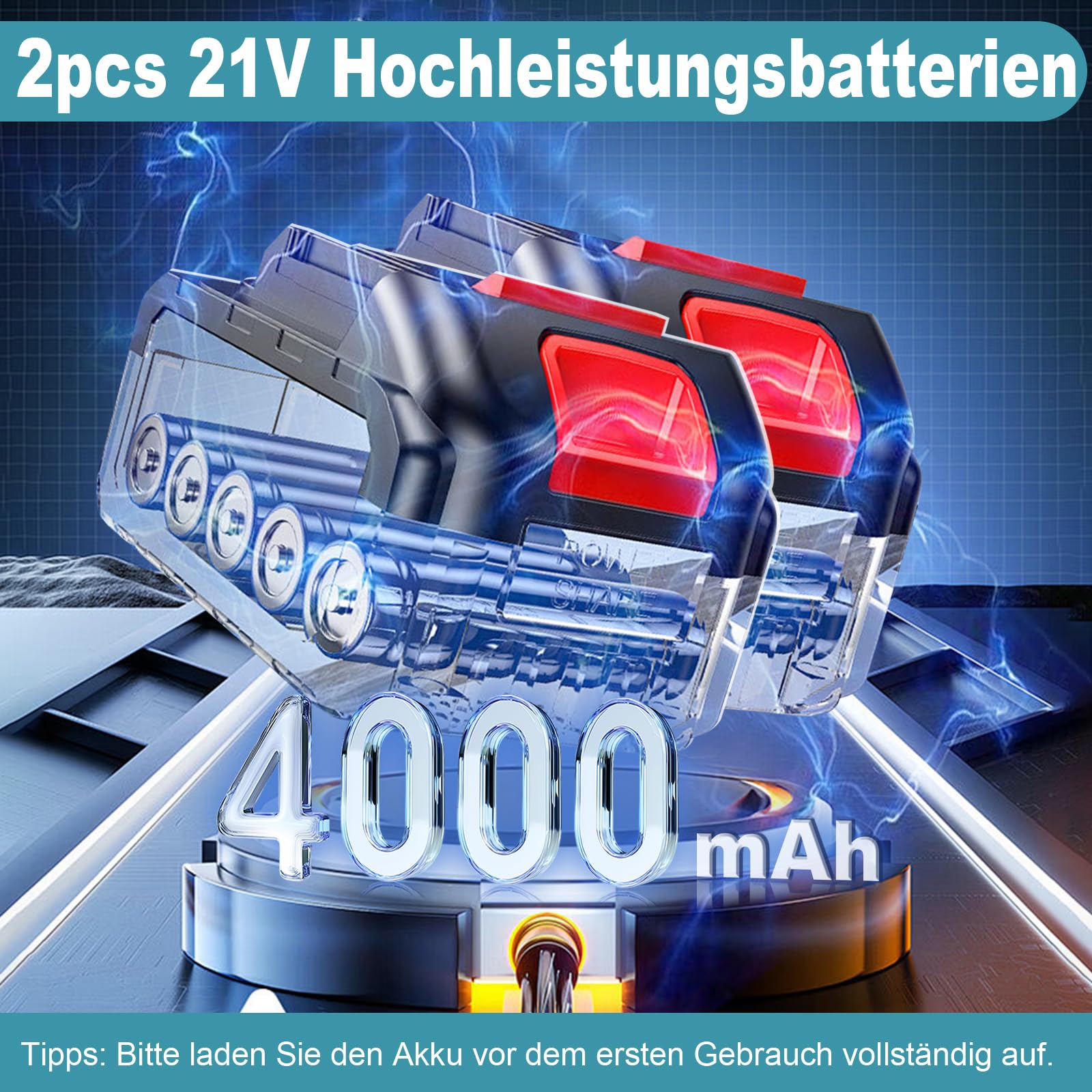 Rasentrimmer mit Akku 5 In 1 Akku Rasentrimmer für Makita Akkus mit 5 Klingentypen, 21V Freischneider Akku Teleskopierbar, 90° Drehung für Garden Trimmen,Blau