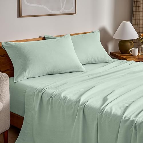 Vista 69 de Bare Home - Juego de sábanas de franela 100 % algodón, terciopelo suave y pesado, franela de doble cepillado, bolsillo profundo (Queen, color rojo)